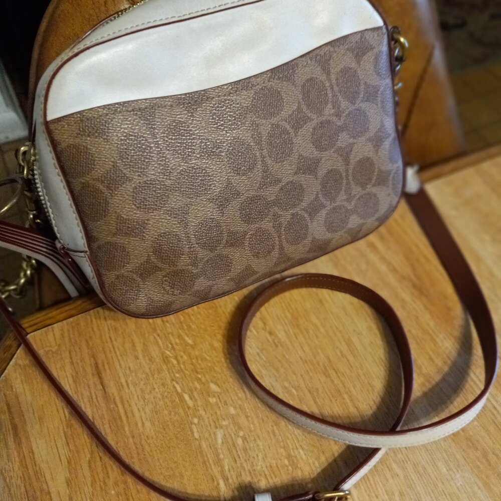 COACH Camera bag Signature Canvas & Leather Crossbody Bag Handbag Purse # 31208